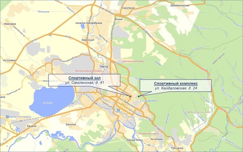 Схема расположения объектов спортивного центра (г. Чита)